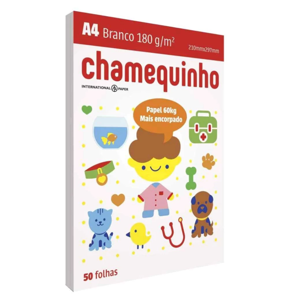 Papel Sulfite A4 Chamequinho 180g/m² 60k ...